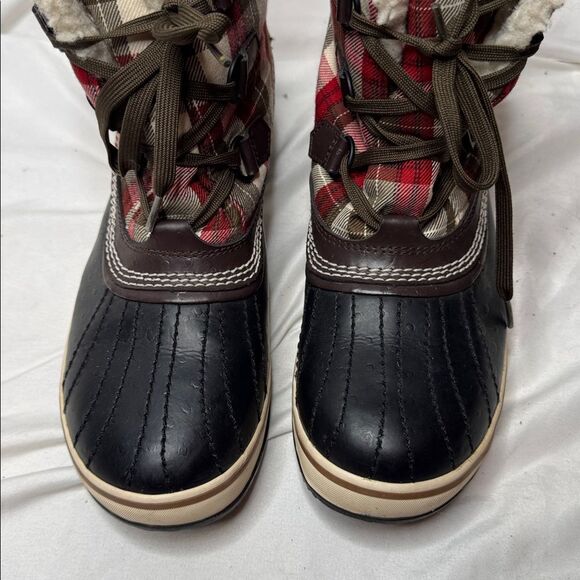 Sorel Women’s Tivoli Ankle Waterproof Red Plaid Lace Up Boots. Size 9.5. - Picture 4 of 12